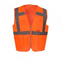 Emniyet İkaz Yeleği Cepli Mühendis Tipi CE Belgeli Turuncu M