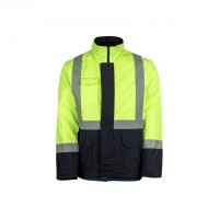 Reflektörlü Su Geçirmez Parka Kışlık Mont Sarı-Lacivert XL