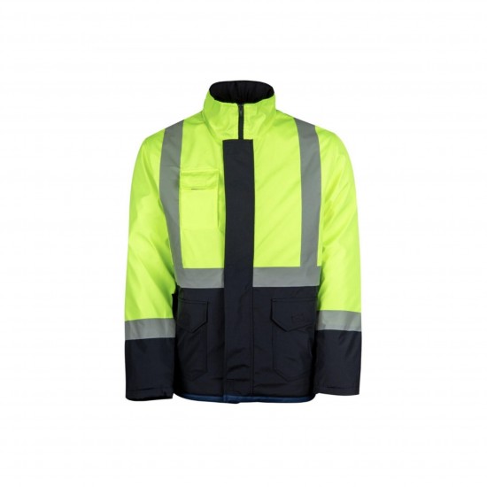 Reflektörlü Su Geçirmez Parka Kışlık Mont Sarı-Lacivert XL