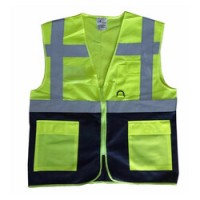 Emniyet İkaz Yeleği Cepli Yönetici Tipi CE Belgeli Sarı Lacivert L