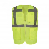 Emniyet İkaz Yeleği Cepli Mühendis Tipi CE Belgeli Sarı S